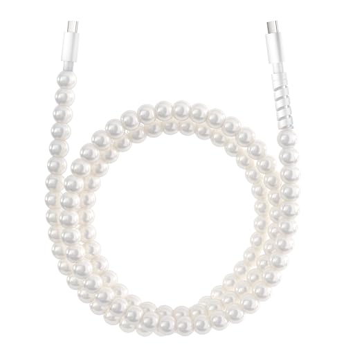 USB to USB C Cable for iPhone 17 Charging Cord 3.3FT Beaded Pearls iPhone Charger Cord for iPhone 17 16 15 Plus Pro Max Air 16E Type C Charger Fast Charging Cable for Samsung Galaxy S25 S24 iPad 10th